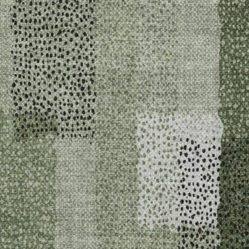 Green And Silver Abstract Washable Indoor Outdoor Area Rug Photo 8
