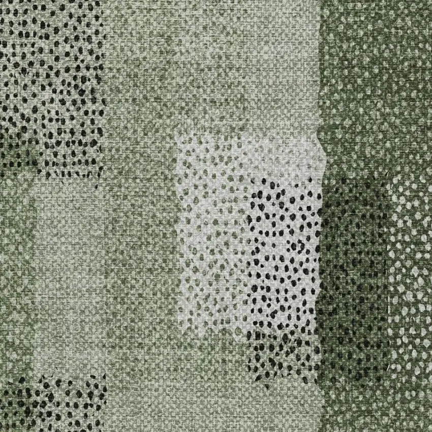 Green And Silver Abstract Washable Indoor Outdoor Area Rug Photo 6
