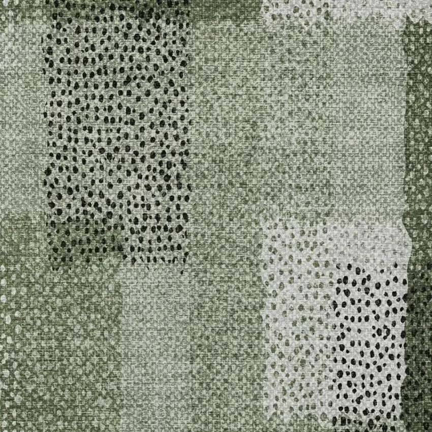 Green And Silver Abstract Washable Indoor Outdoor Area Rug Photo 9