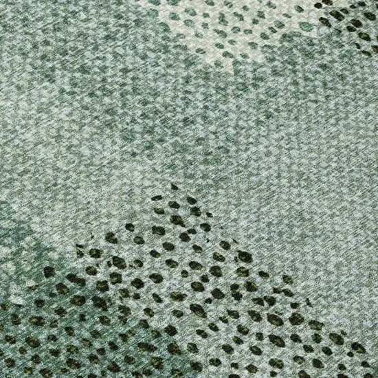 Green And Silver Abstract Washable Indoor Outdoor Area Rug Photo 8