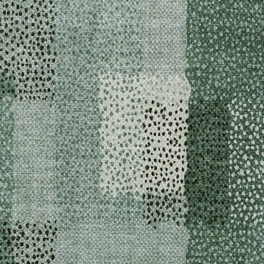Green And Silver Abstract Washable Indoor Outdoor Area Rug Photo 1