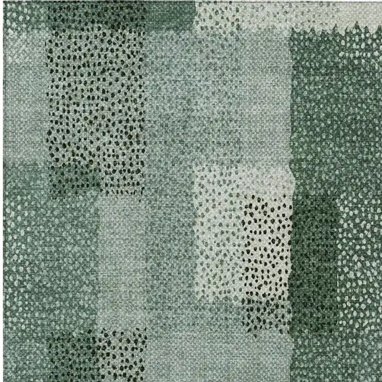 Green And Silver Abstract Washable Indoor Outdoor Area Rug Photo 7