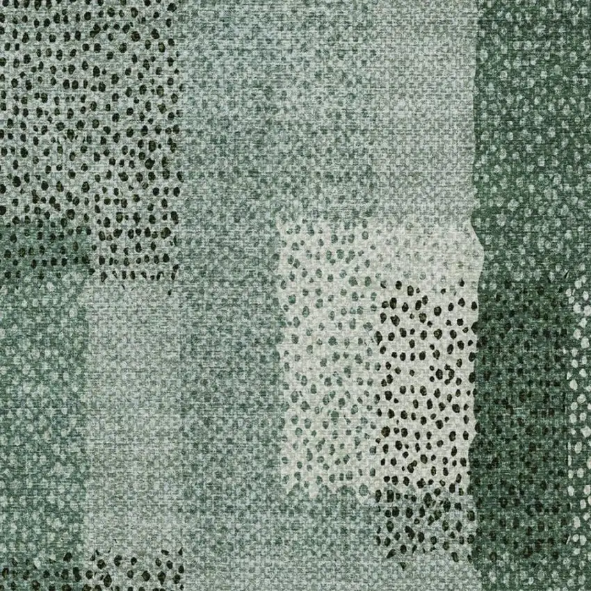 Green And Silver Abstract Washable Indoor Outdoor Area Rug Photo 6