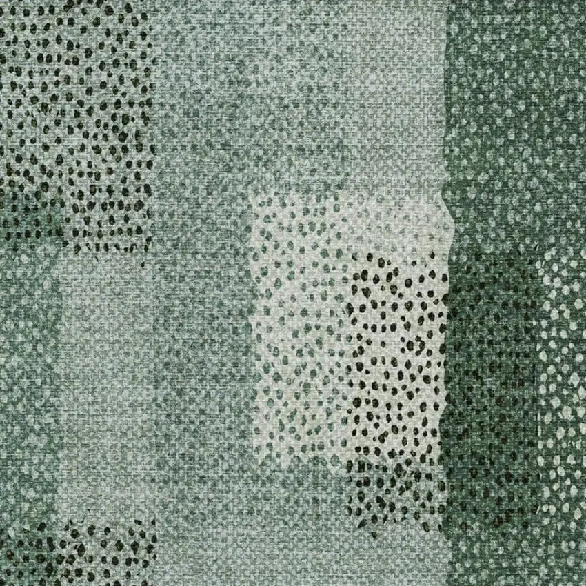 Green And Silver Abstract Washable Indoor Outdoor Area Rug Photo 1