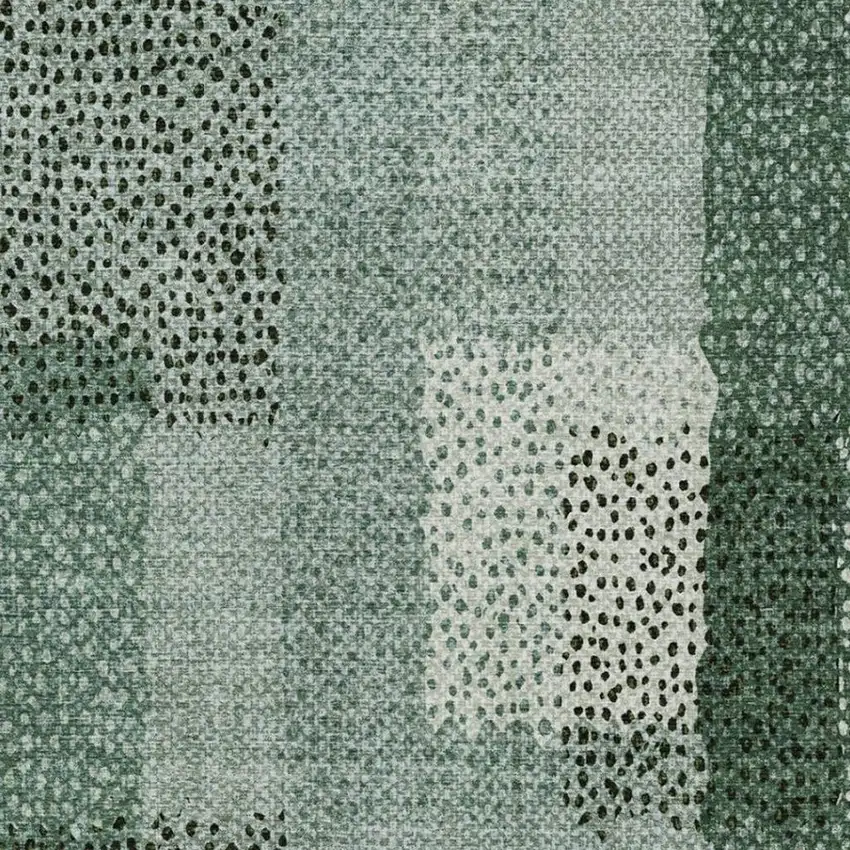 Green And Silver Abstract Washable Indoor Outdoor Area Rug Photo 9