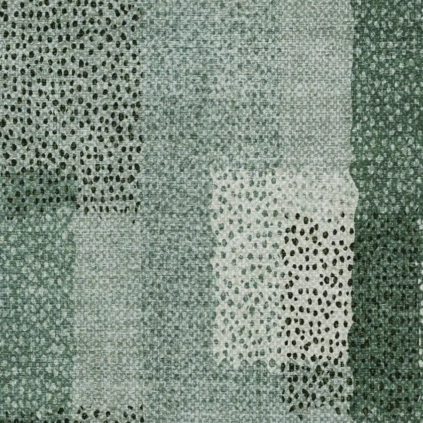 Green And Silver Abstract Washable Indoor Outdoor Area Rug Photo 6