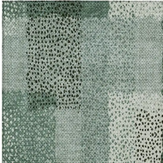Green And Silver Abstract Washable Indoor Outdoor Area Rug Photo 4