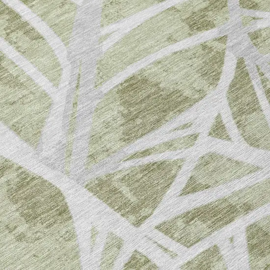 Green And Silver Floral Washable Indoor Outdoor Area Rug Photo 4