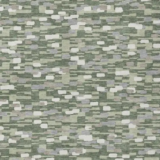 Green And Silver Geometric Washable Indoor Outdoor Area Rug Photo 1