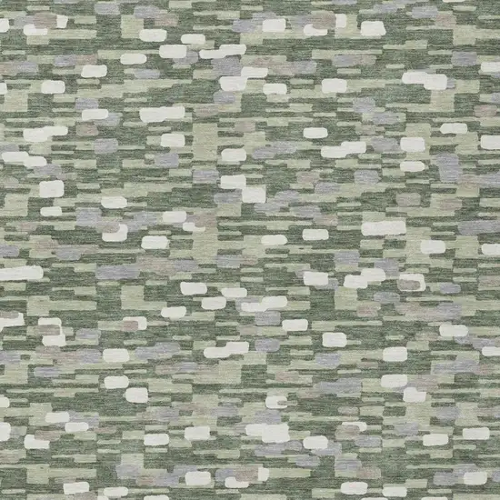 Green And Silver Geometric Washable Indoor Outdoor Area Rug Photo 3