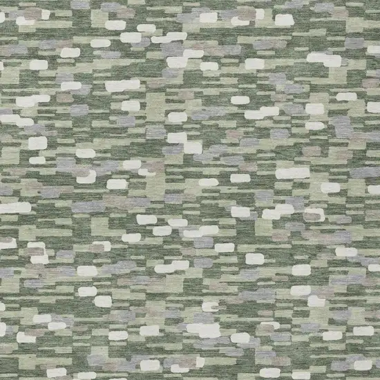 Green And Silver Geometric Washable Indoor Outdoor Area Rug Photo 1