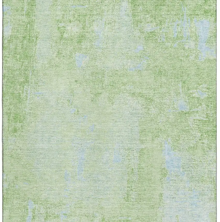 Green And Sky Blue Abstract Washable Area Rug With UV Protection Photo 4