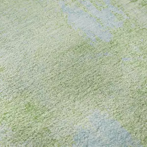 Photo of Green And Sky Blue Abstract Washable Area Rug With UV Protection