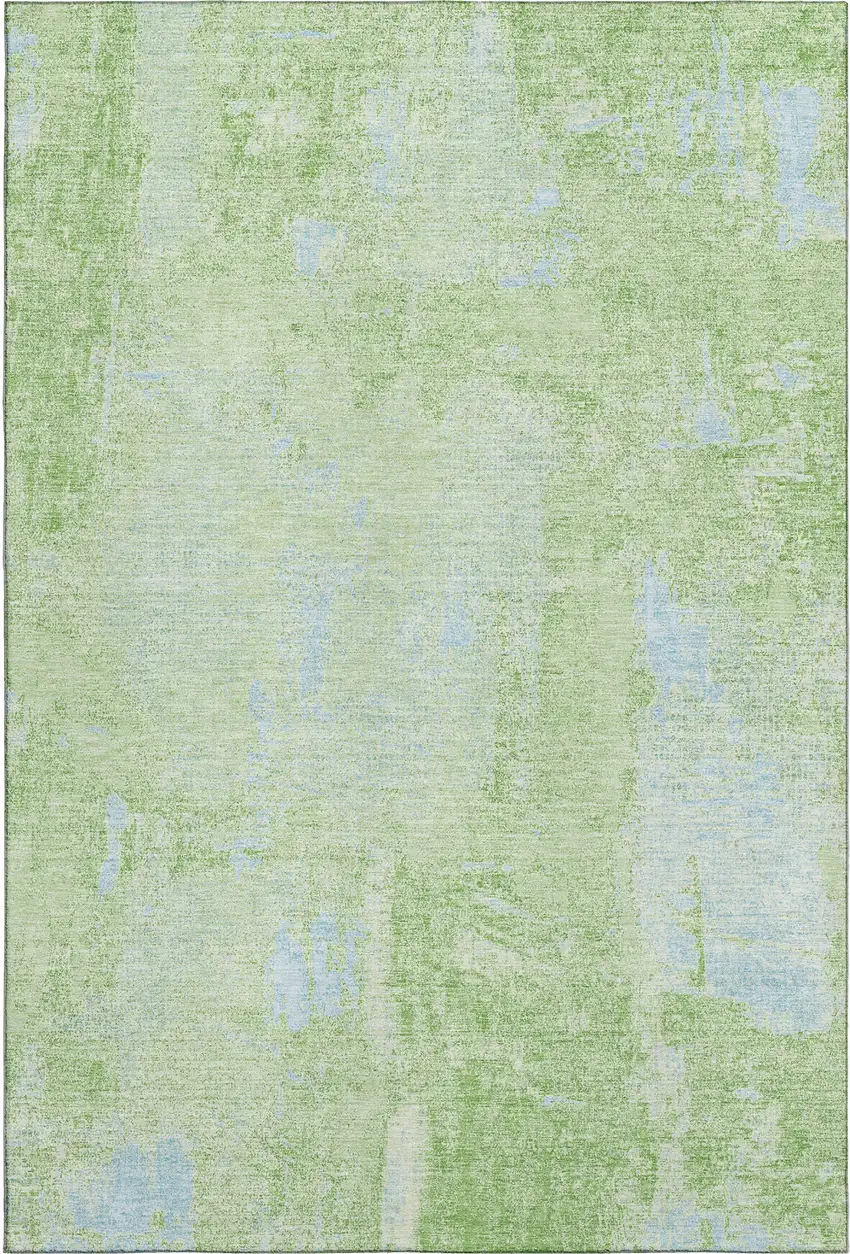 Green And Sky Blue Abstract Washable Area Rug With UV Protection Photo 7