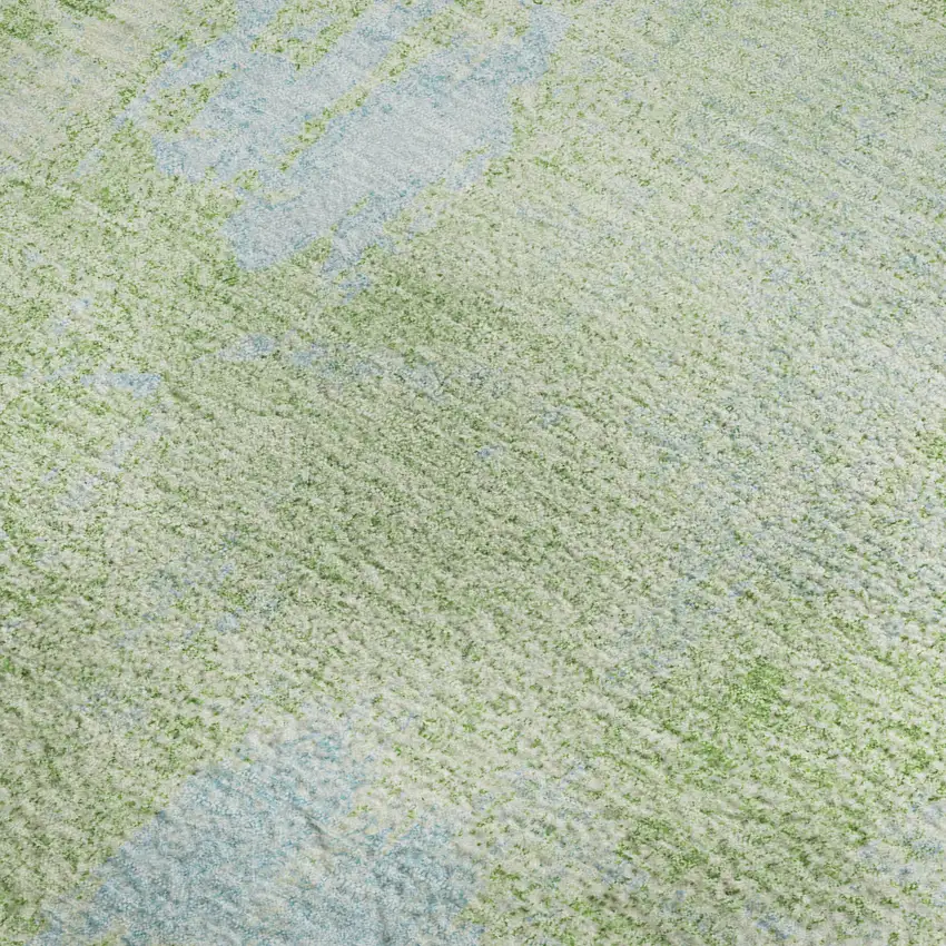 Green And Sky Blue Abstract Washable Area Rug With UV Protection Photo 3