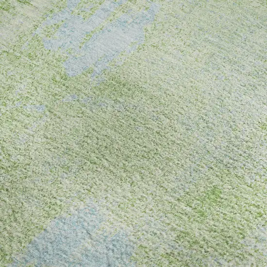 Green And Sky Blue Abstract Washable Area Rug With UV Protection Photo 3