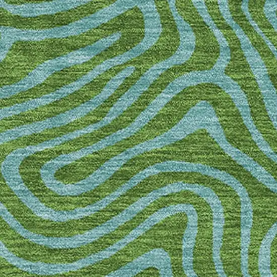 Green And Sky Blue Abstract Washable Area Rug With UV Protection Photo 2