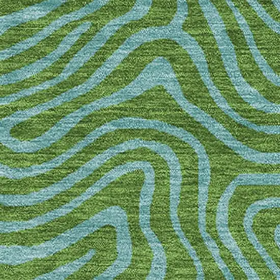 Green And Sky Blue Abstract Washable Area Rug With UV Protection Photo 2