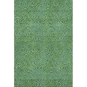 Photo of Green And Sky Blue Abstract Washable Area Rug With UV Protection