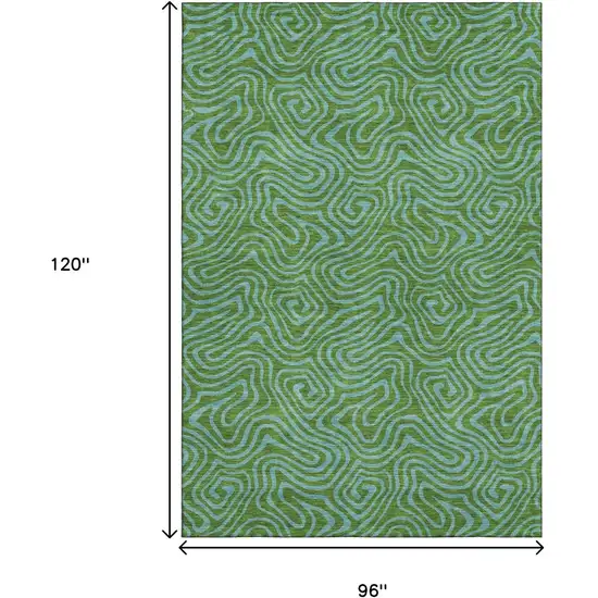 Green And Sky Blue Abstract Washable Area Rug With UV Protection Photo 8