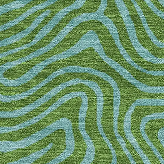 Green And Sky Blue Abstract Washable Area Rug With UV Protection Photo 2