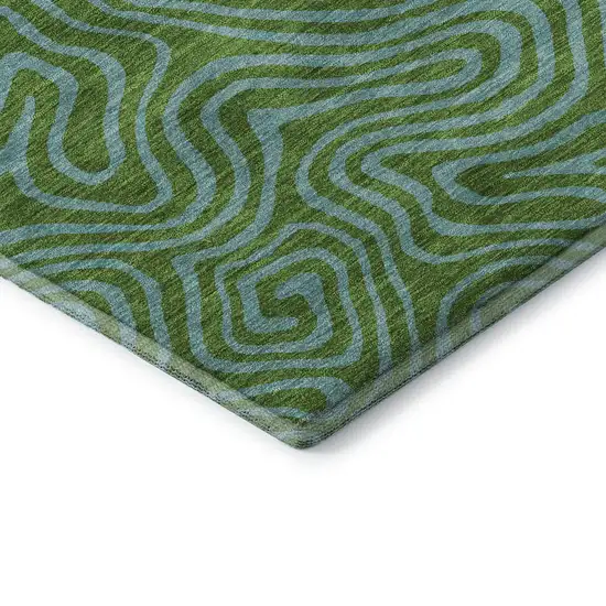 Green And Sky Blue Abstract Washable Area Rug With UV Protection Photo 6