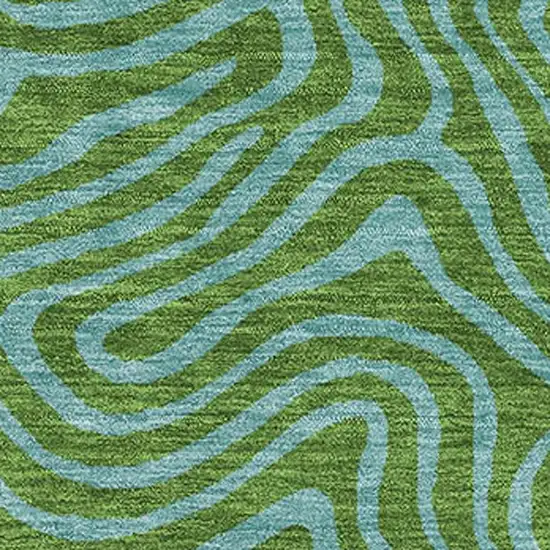 Green And Sky Blue Abstract Washable Area Rug With UV Protection Photo 2