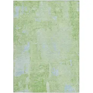 Photo of Green And Sky Blue Abstract Washable Indoor Outdoor Area Rug