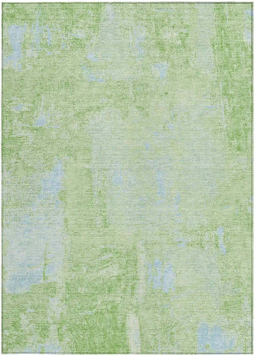 Green And Sky Blue Abstract Washable Indoor Outdoor Area Rug Photo 6