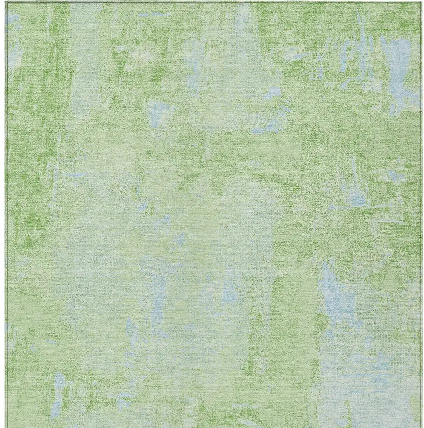Green And Sky Blue Abstract Washable Indoor Outdoor Area Rug Photo 5