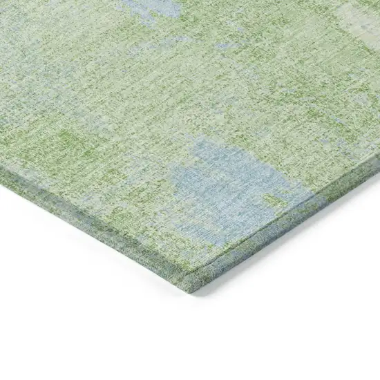 Green And Sky Blue Abstract Washable Indoor Outdoor Area Rug Photo 4