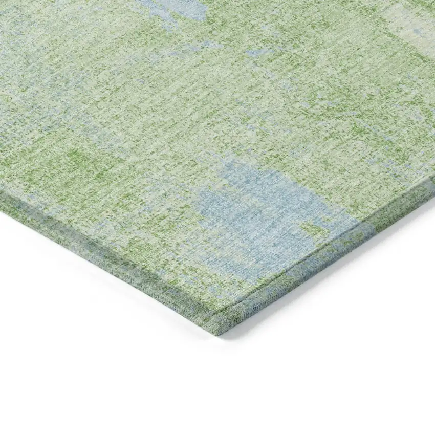 Green And Sky Blue Abstract Washable Indoor Outdoor Area Rug Photo 4