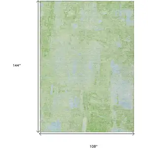 Photo of Green And Sky Blue Abstract Washable Indoor Outdoor Area Rug