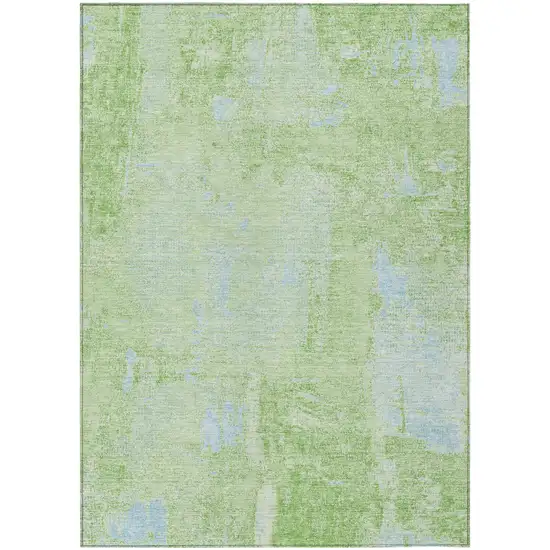 Green And Sky Blue Abstract Washable Indoor Outdoor Area Rug Photo 2