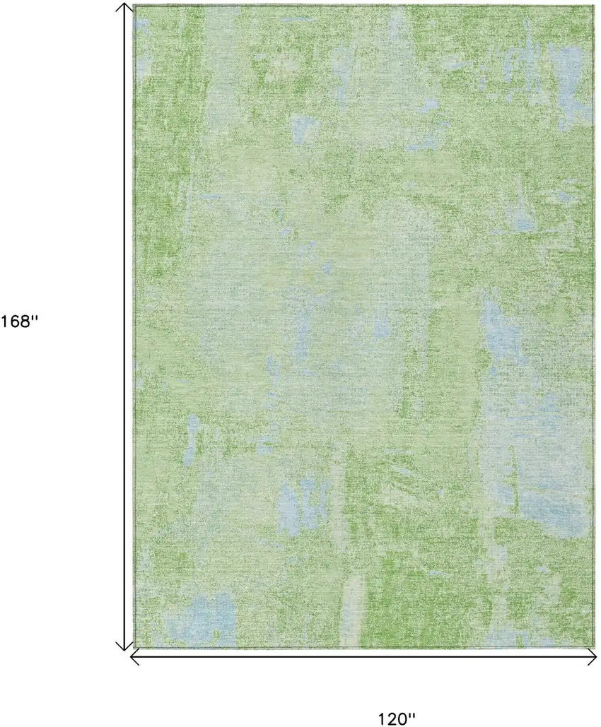 Green And Sky Blue Abstract Washable Indoor Outdoor Area Rug Photo 3