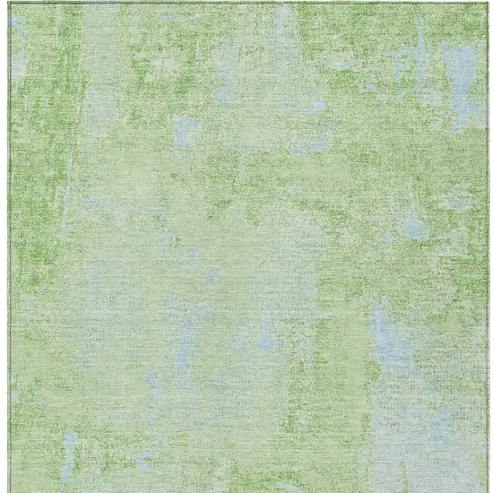 Green And Sky Blue Abstract Washable Indoor Outdoor Area Rug Photo 5