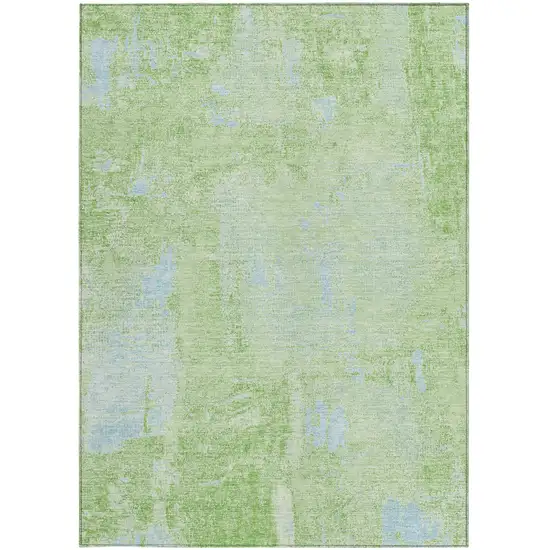 Green And Sky Blue Abstract Washable Indoor Outdoor Area Rug Photo 6