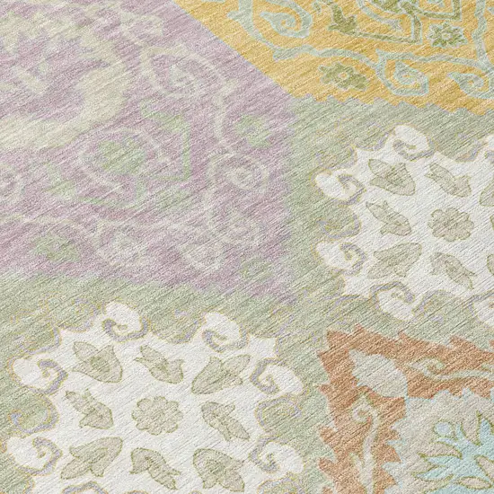Green And Sky Blue Geometric Washable Indoor Outdoor Area Rug Photo 5