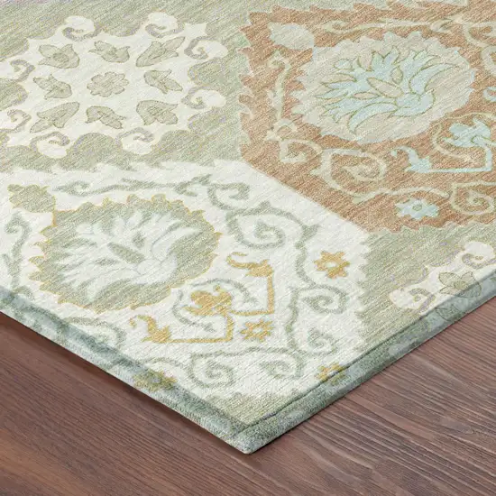 Green And Sky Blue Geometric Washable Indoor Outdoor Area Rug Photo 4