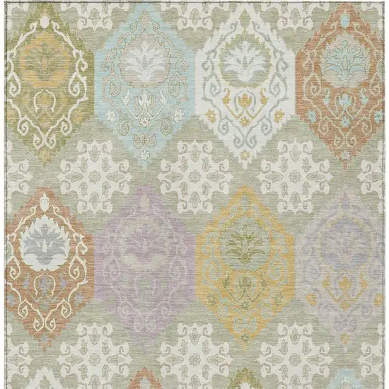 Green And Sky Blue Geometric Washable Indoor Outdoor Area Rug Photo 3