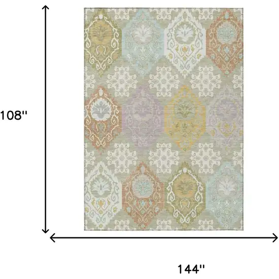 Green And Sky Blue Geometric Washable Indoor Outdoor Area Rug Photo 6
