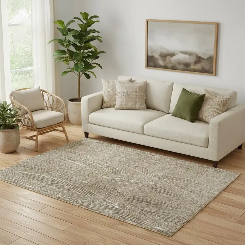 Green And Tan Abstract Area Rug Photo 1