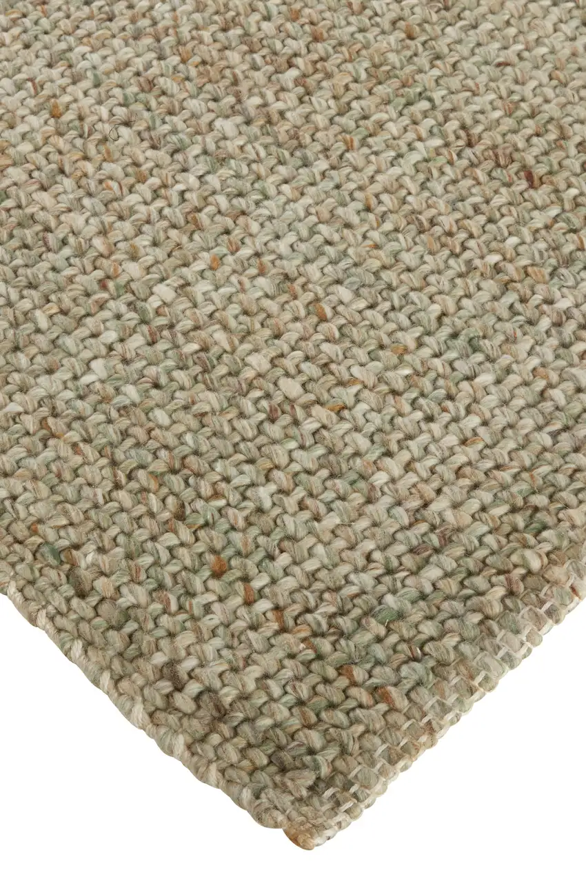 Tan And Green Hand Woven Area Rug Photo 4
