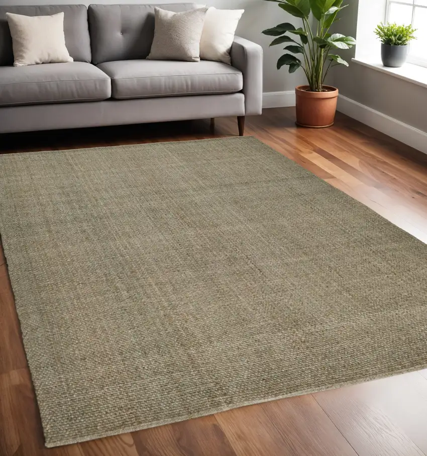 Tan And Green Hand Woven Area Rug Photo 1