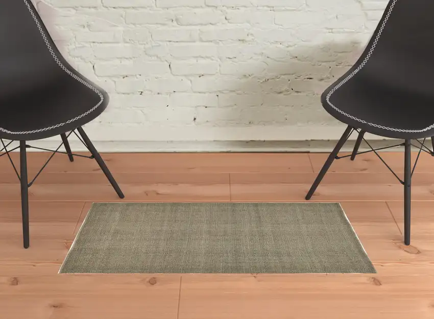 Green And Tan Hand Woven Area Rug Photo 2