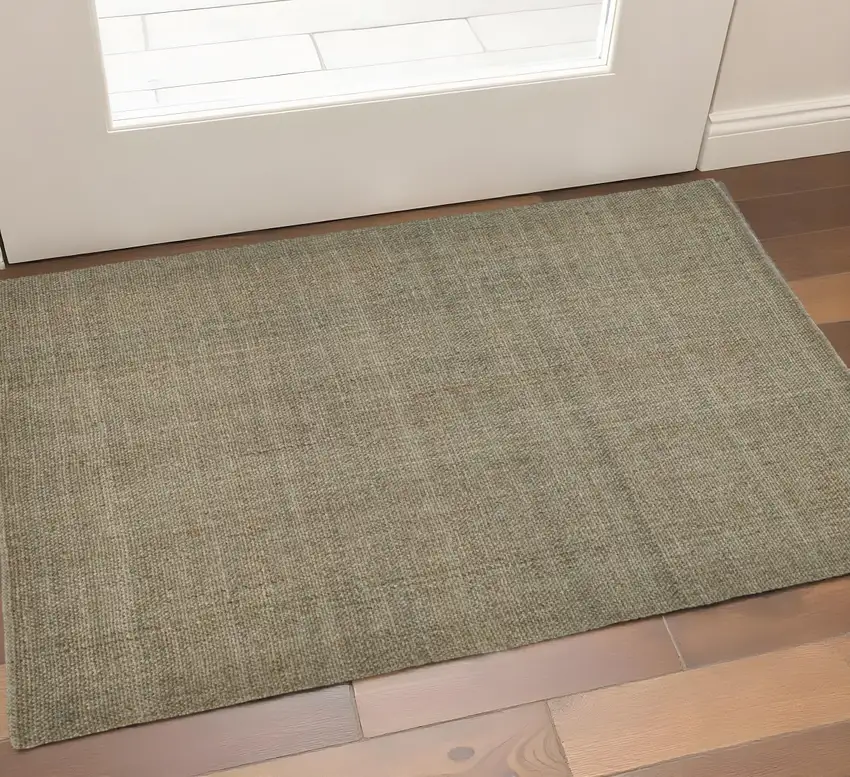 Tan And Green Hand Woven Area Rug Photo 1