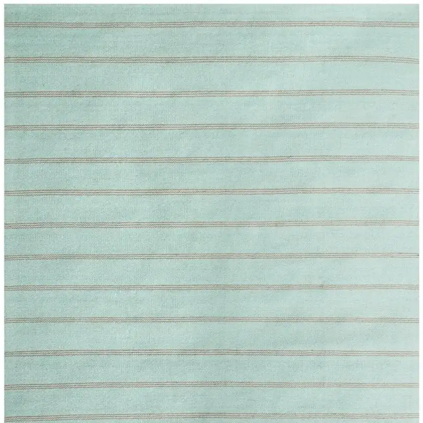 Green And Tan Striped Hand Woven Square Rug Photo 5