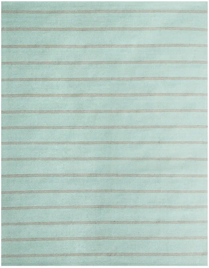 Green And Tan Striped Hand Woven Square Rug Photo 2