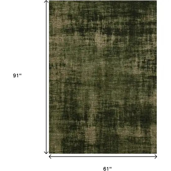Green And Taupe Abstract Area Rug Photo 3