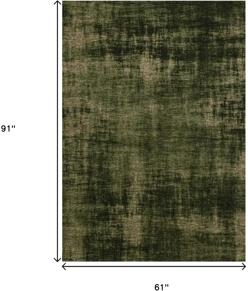 Green And Taupe Abstract Area Rug Photo 3
